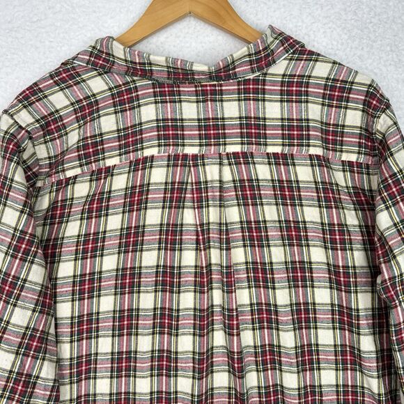 Soft Surroundings Plaid Ruffle Tunic Top Large 100% Cotton Button Front - Picture 8 of 13
